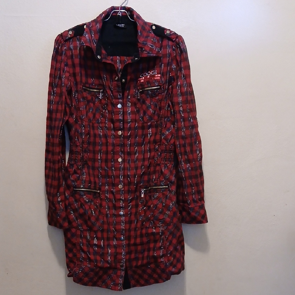 Coogi Women's Red Plaid Jacket